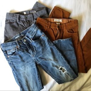 Boys size 7 slim fit corduroy pants + jeans